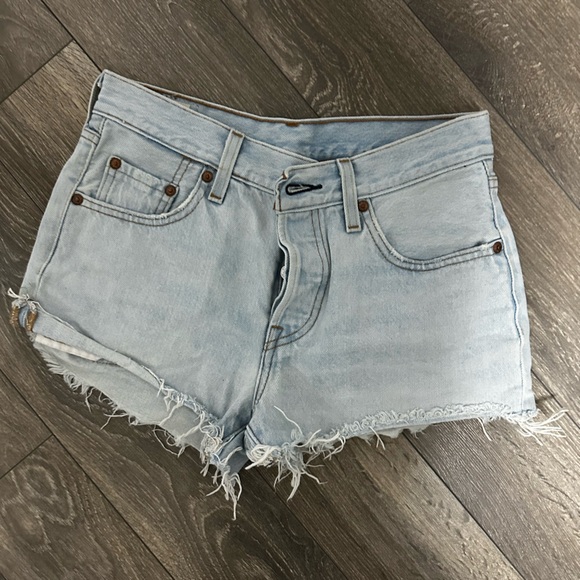 Levi's Pants - Levi's 501 light Blue Frayed Jean Shorts